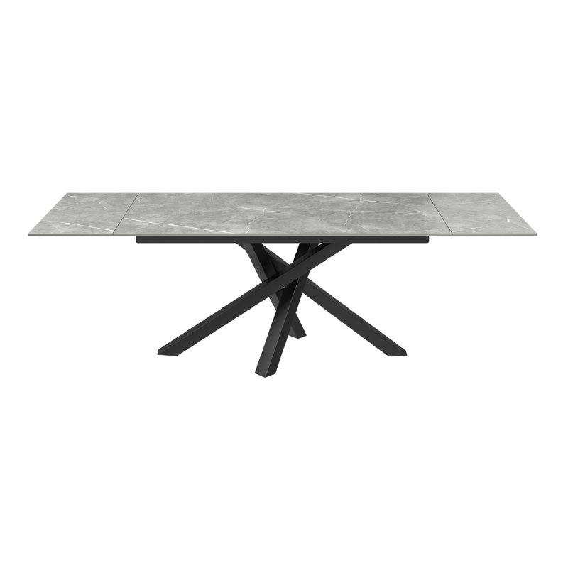 Sang Rectangular Extending Ceramic Dining Table, 76 x 240 x 90cm, Dark Grey