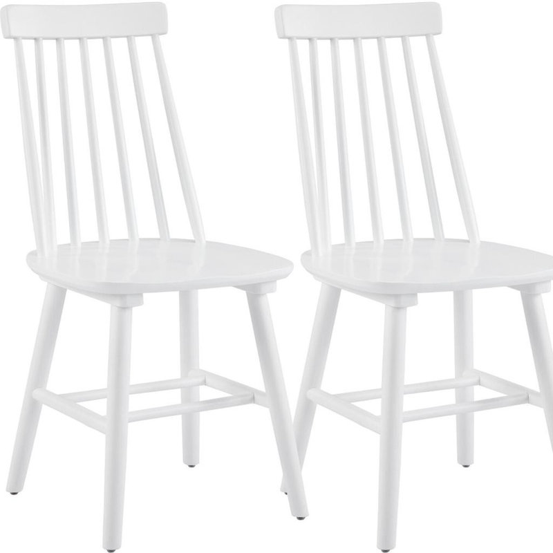 Ensemble de deux chaises d'appoint à dossier Windsor en bois massif blanc