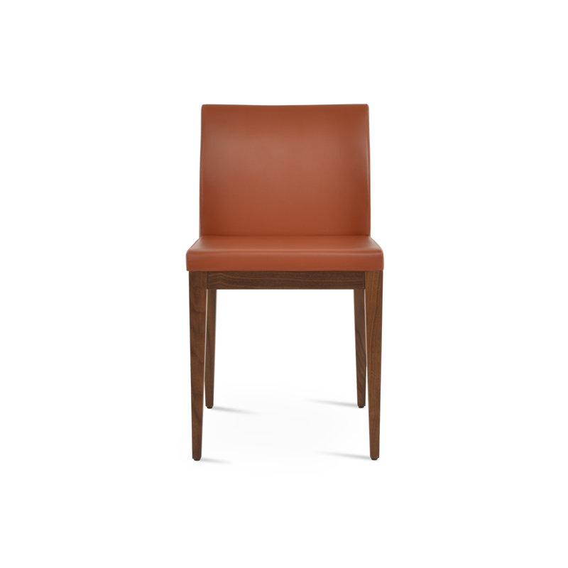 Aria Wood Dining Chair, American Walnut, Cinnamon Faux Leather