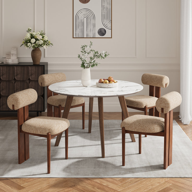 Chaises de salle à manger rembourrées modernes avec pieds en bois massif, Chameau
