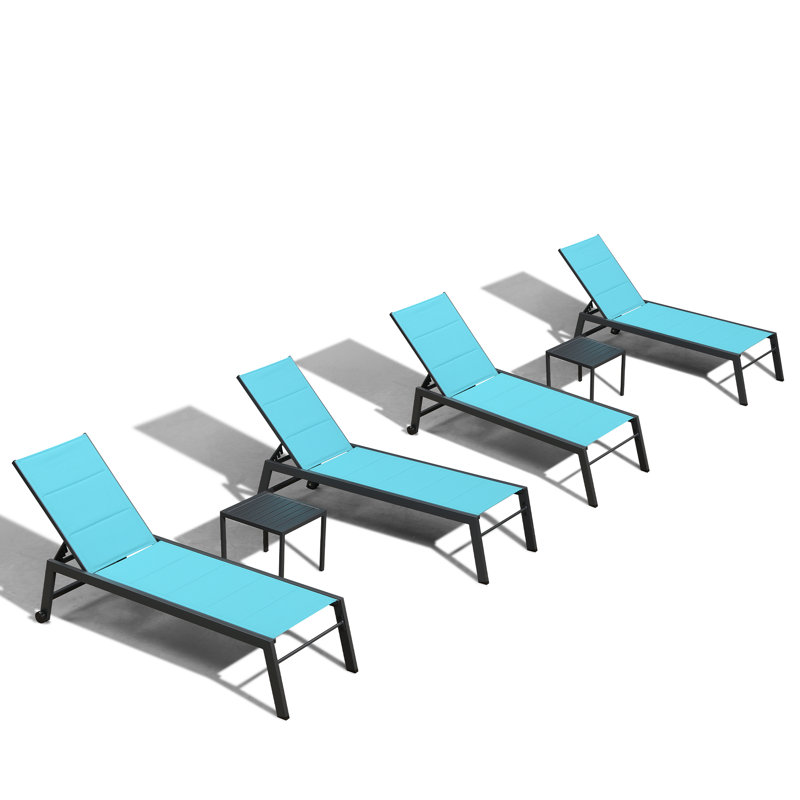 Ensemble de chaises longues inclinables 83,45 po, Bleu