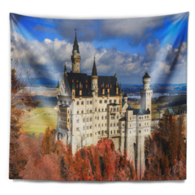 Tapisserie castle avec feuillage neuschwanstein
