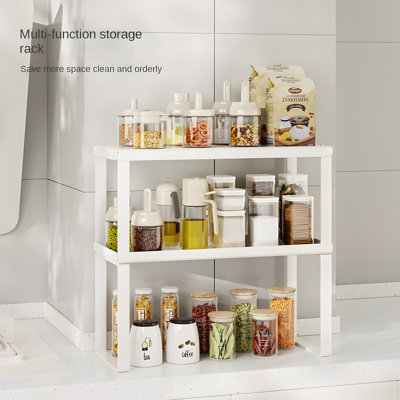 Support de rangement de comptoir empilable à 2 niveaux pour bouteilles d'épices de cuisine, rangement pour garde-manger