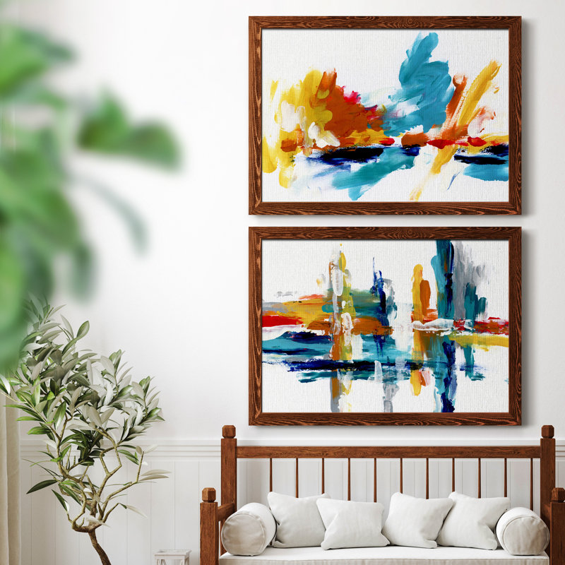 Captive Color II - ensemble de 2 peintures sur toile encadrées, H 31,5 po x l 47 po x P 1,5 po, Cadre en érable
