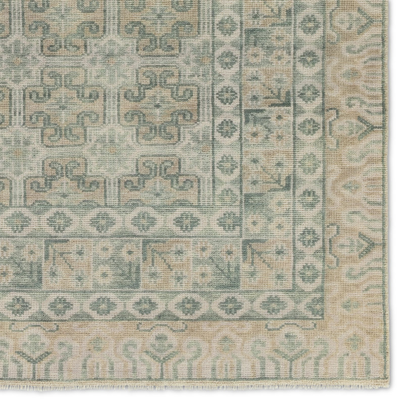 Jaipur Living Stage SLN19 Handknotted Medallion Green and White Area Rug (9'x12'), Runner 3' x 12'
