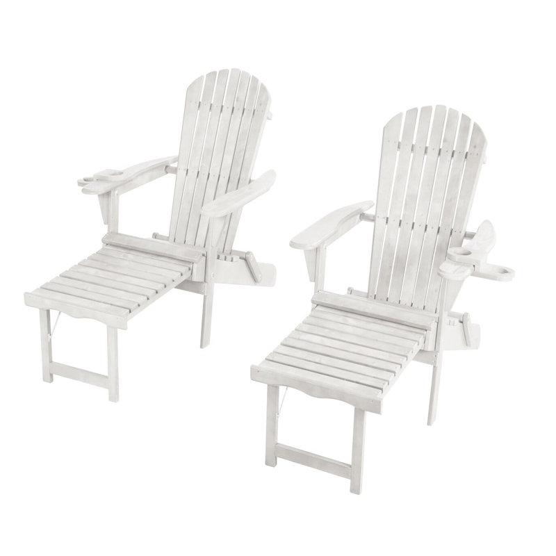 Chaise Adirondack pliante en bois massif Camdyn, Blanc