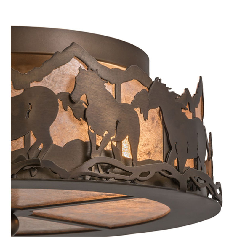 Running Horses 3 - Light Flush Mount