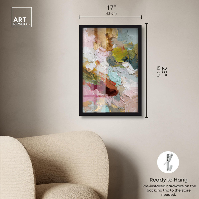 Décoration murale abstraite Spring Palette II Shadowbox par Art Remedy, cadre noir, 16 x 24, H 25 po x l 17 po, Cadre noir