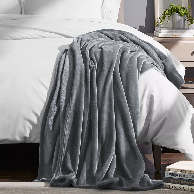 Plain Weave / Muslin Heated Throw Blanket, Super King, Silver