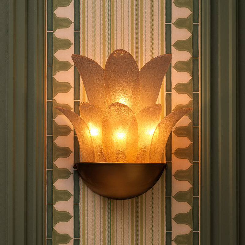 Wall Lamp Melrose Antique Brass Finish Light Smoke Glass