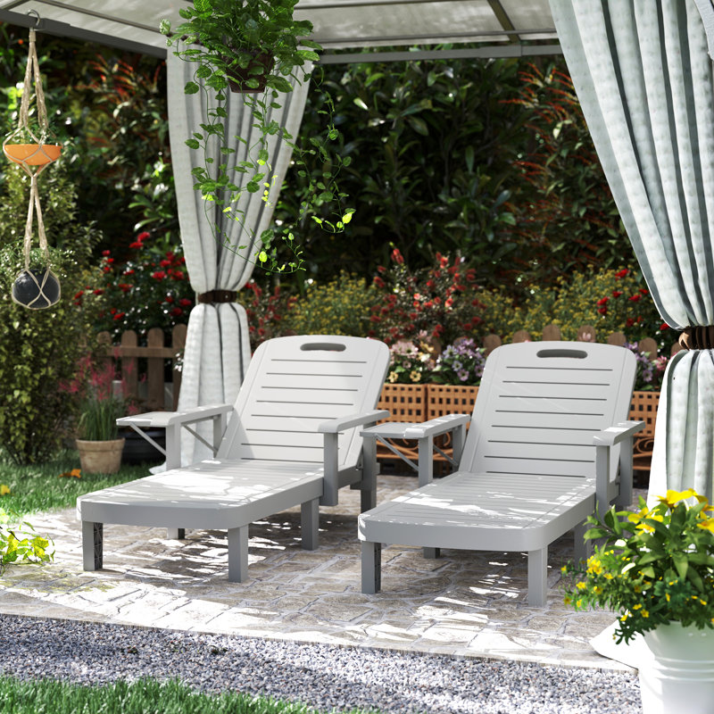 158cm Long Chaise Lounge Set, Grey