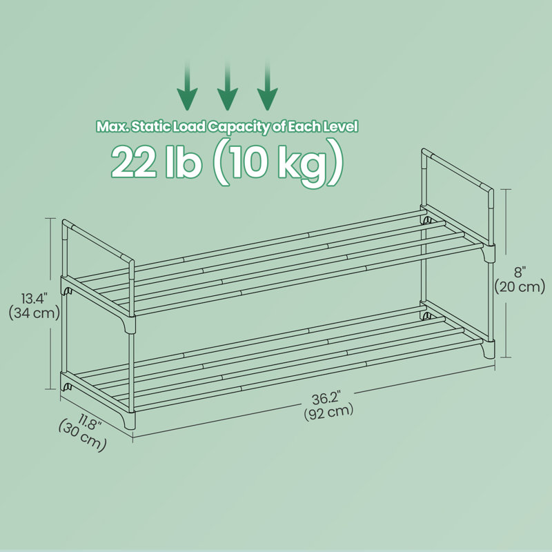 2-Tier 12-15 Pairs Stackable Shoe Rack