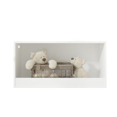 Modern White Storage Bench With Open Cubby, Minimalist Display Organizer For Entryway, Living Room Or Bedroom