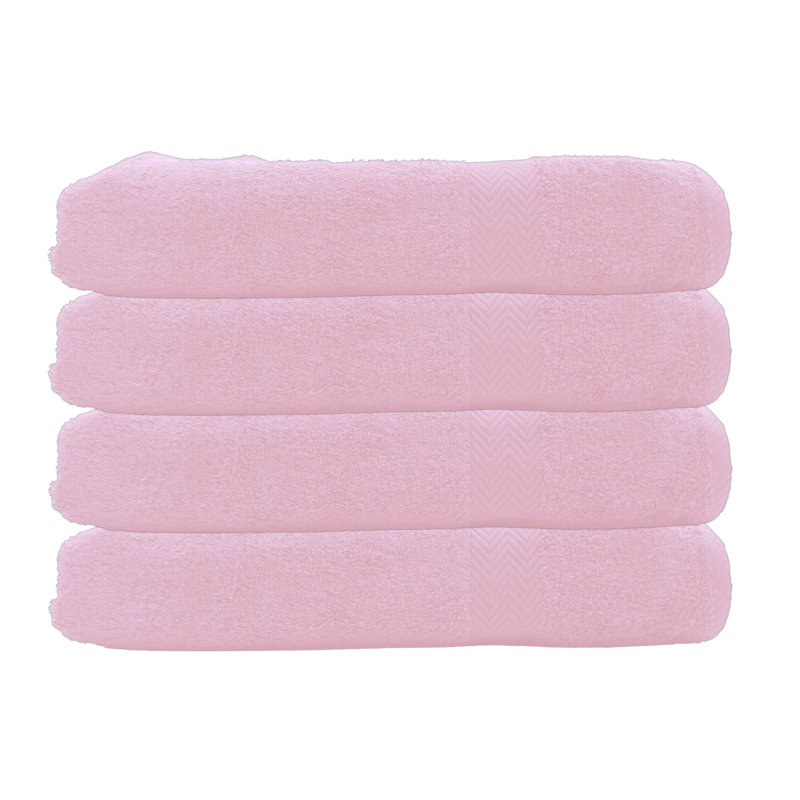 Summit 4 Piece Bath Towel Set, 100% Cotton, Pink