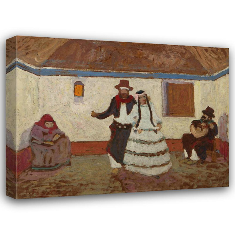«Dance at the Ranch» par Pedro Figari - Art mural sur toile tendue avec châssis, H 40 po x l 28 po