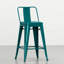 Tabouret de comptoir en métal de 4 - Design industriel avec finition stable bleu sarcelle courbé 4 24 po de hauteur en bleu, dossier, repose-pieds confortable, croisillon, marque