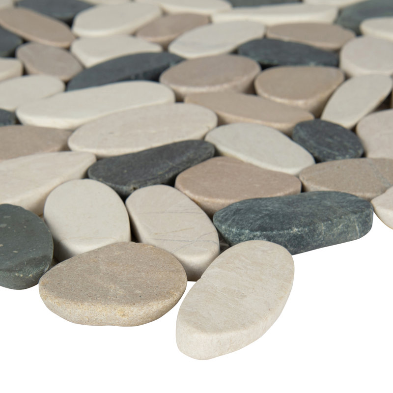 Marvella Pebble 12 in. x 12 in. Natural stone Mosaic Floor and Wall Tile, Manhattan