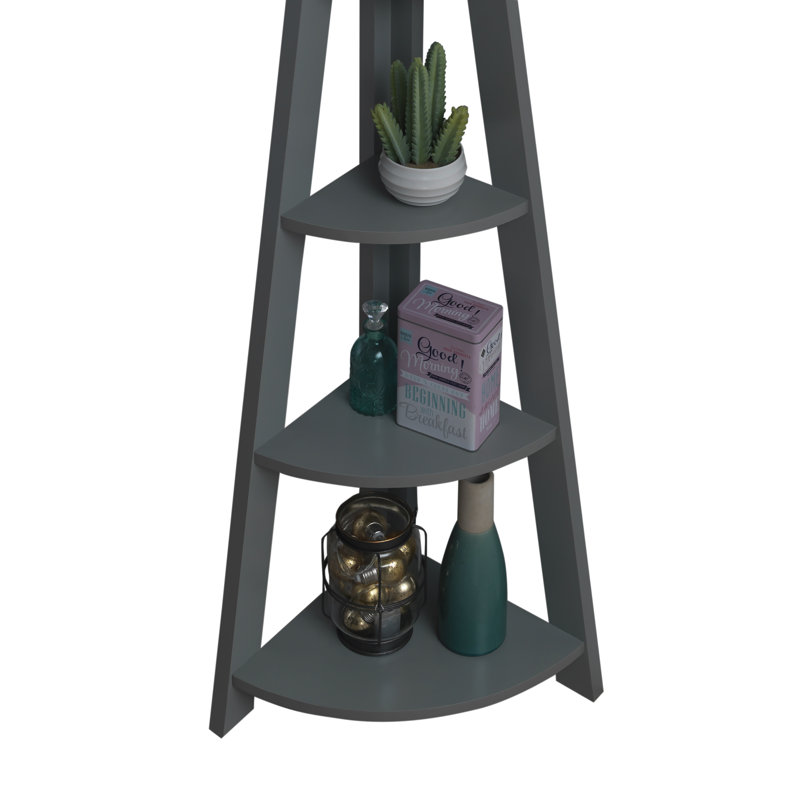 Arelious 175.4cm H x 38.6cm W Corner Bookcase, Dark Grey