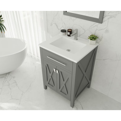 Vitiello 24'' Single Bathroom Vanity with Solid Surface Top