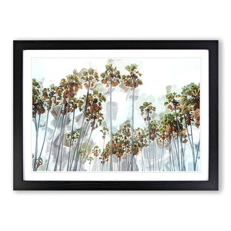 Palm Trees in Sri Lanka in Abstract - Picture Frame Graphic Art Print, 27cm H x 36cm W x 2cm D, Black Framed