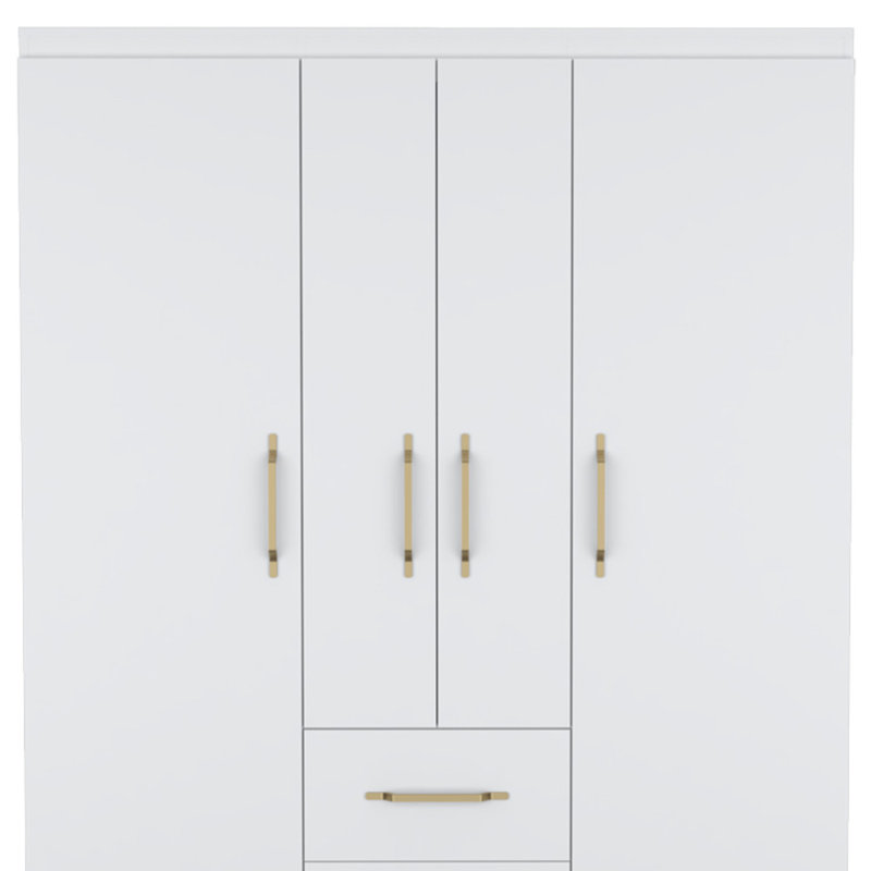 59" White Two Drawer Combo Dresser