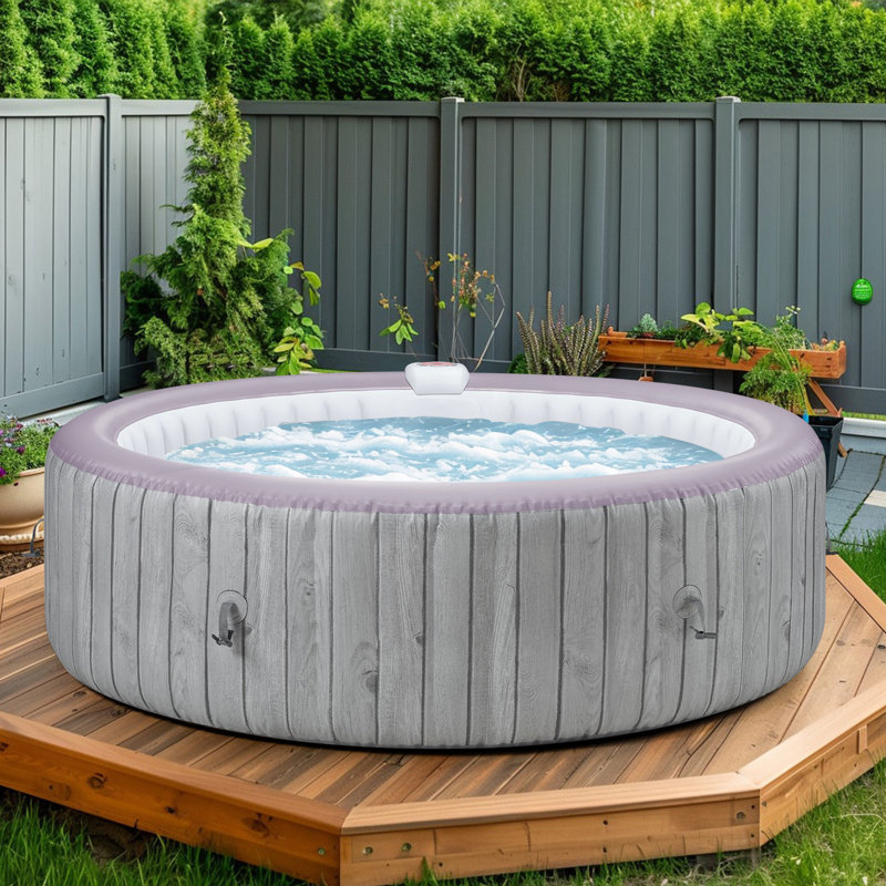82" Inflatable Hot Tub Spa for 5–7 People, 130 Air Jets Portable Outdoor Home Spa with Built-In Pump, Heater up to 104°F, Lockable Energy-Saving Cover, 2 Cup Holders, 4 Replacement Filters, 264 Gallon Capacity