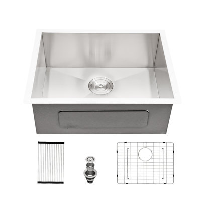 23"L x18"W Undermount Kitchen Bar Sink Stainless Steel Single Bowl Kitchen Sink with Bottom Grid,Roll-up Rack