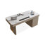 Bureau 5 tiroirs blanc + kaki + or fritté rectangulaire + bois manufacturé + acier inoxydable-832430331-832430325