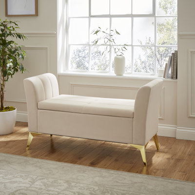 Thierry 121cm Wide Velvet Tufted Rectangle Solid Colour Ottoman with Storage