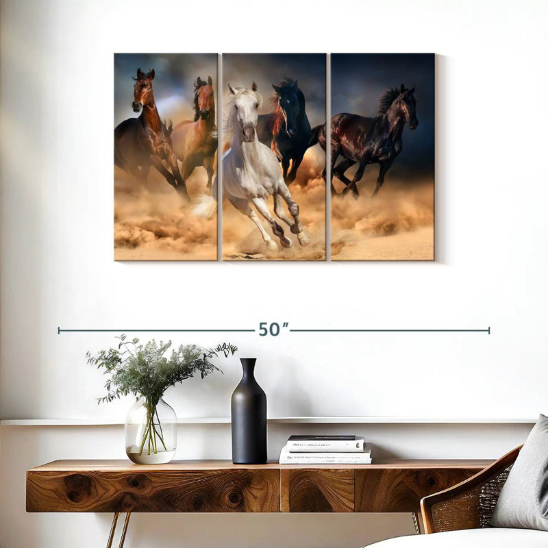 Brampt Sprinting Arab Horses, 24" H x 38" W