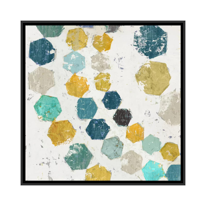 «Hexagon I», reproduction sur toile, H 18 po x l 18 po x P 1,5 po, Toile avec cadre flottant noir, Pas de tapis