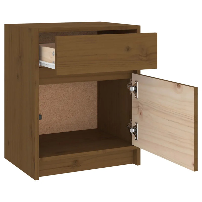 Godrich 40cm W Solid Wood Bedside Table, Brown, Set of 2