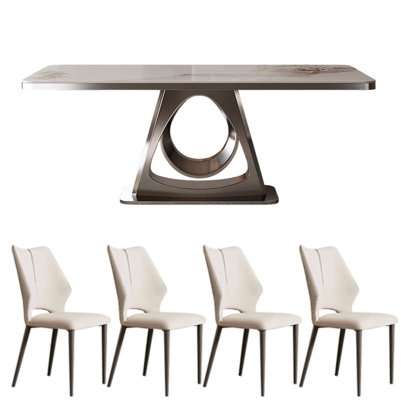 Simple rectangular Italian-style dining table sets, 29.53"H x 62.99"L x 33.46"W
