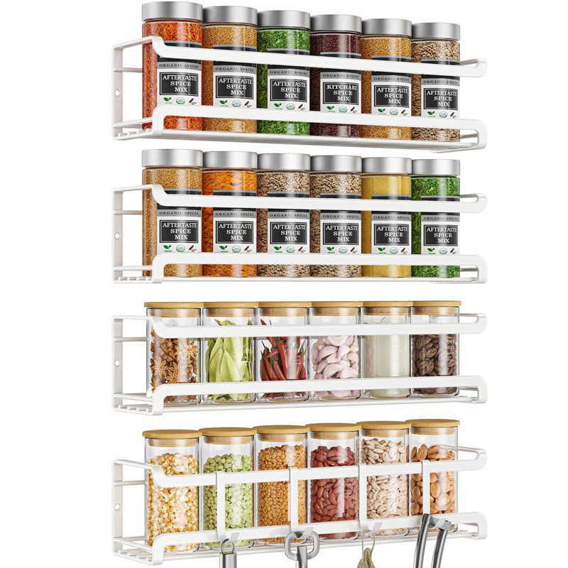 Spice Rack wall mounted 4 Pack, White