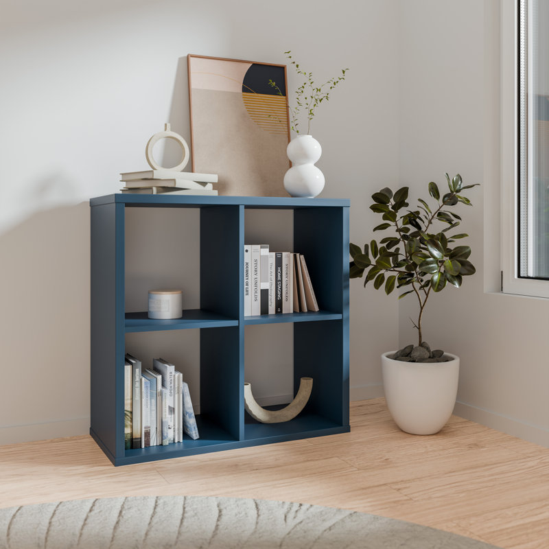 Mauro Cube Bookcase, Blue, (4 Shelves) 72.8cm.H x 72.8cm.W x 72.8cm.D