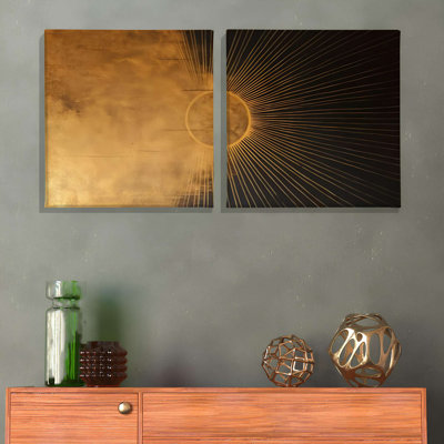 Peintures décoratives élégantes (2 pièces), 12 x 12 pouces | 100% toile avec cadre 100% bois | Parfait pour le salon, la chambre à coucher ou le bureau, ajoute une touche d'élégance et de modernité à tout espace