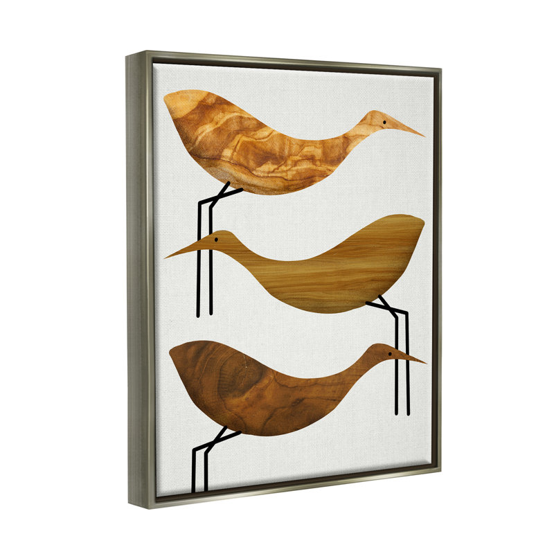 Toile abstraite, cigognes et oiseaux rustiques, art mural par Daphne Polselli, H 21 po x l 17 po x P 1,7 po