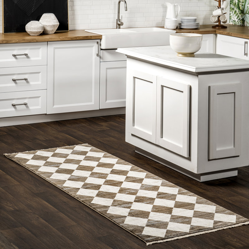 Tapis à franges Kimara, Rond 6 pi, Brown/Beige