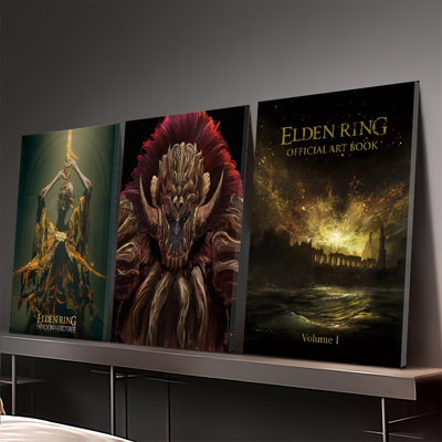 Ensemble de 3 affiches encadrées, Elden Ring : L'Ombre d'Erdtree, Artbook officiel Volume I, peinture décorative sur toile, illustrations de jeu fantastique, pour la décoration murale de votre salon, chambre ou bureau. Cadeau idéal pour les joueurs.