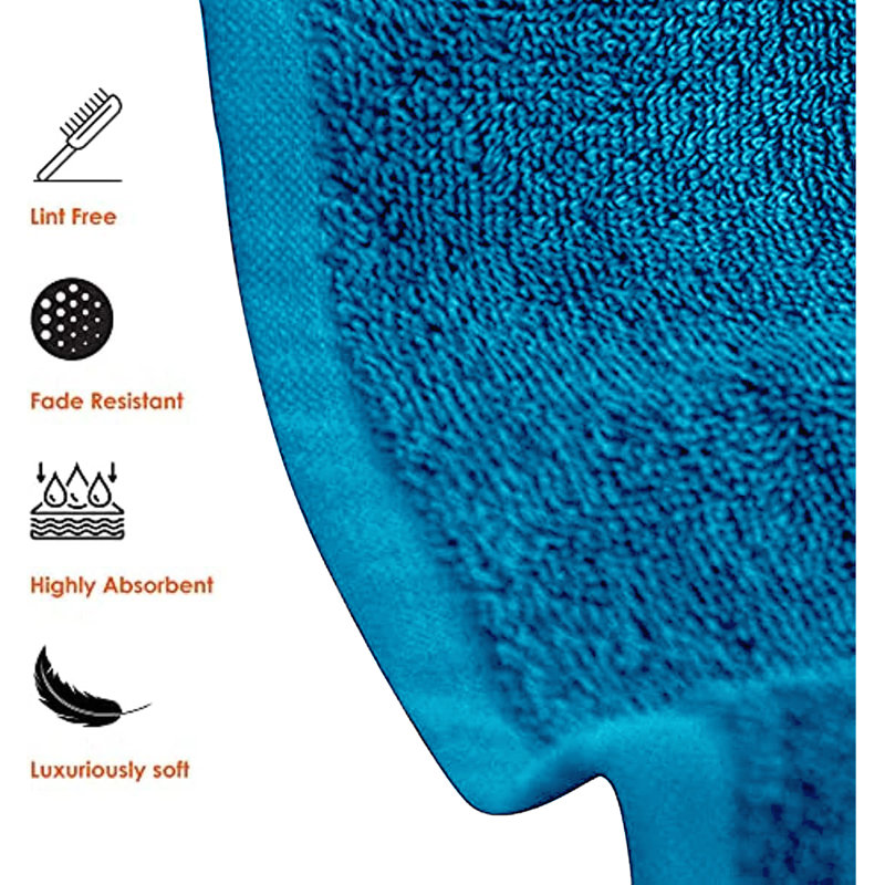Hotel & Spa 100% Cotton Bath Towels (Set of 6), Teal