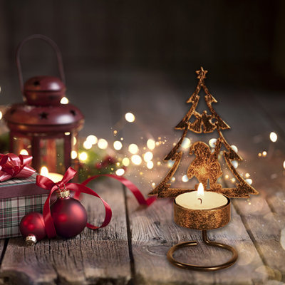 Bougeoirs en forme d'arbre de Noël Hristmas, bougie d'arbre de Noël en métal pour décorations de Noël