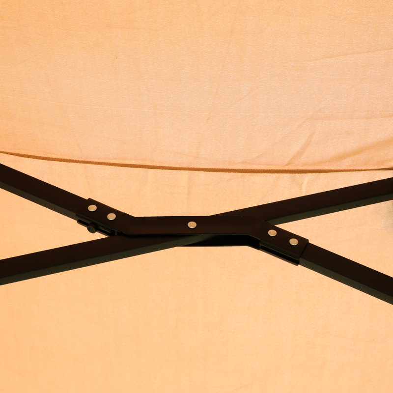 Double parasol de patio taupe avec cadre 15 pi