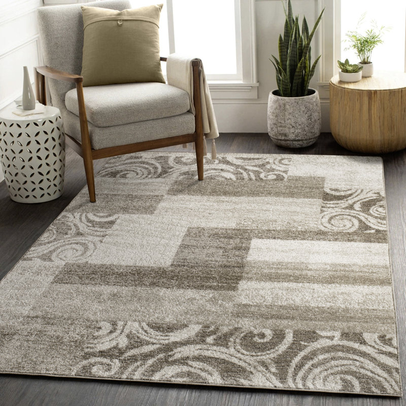 Tapis beige à motif géométrique Rutland, Rectangle 5 pi 3 po x 7 pi 3 po