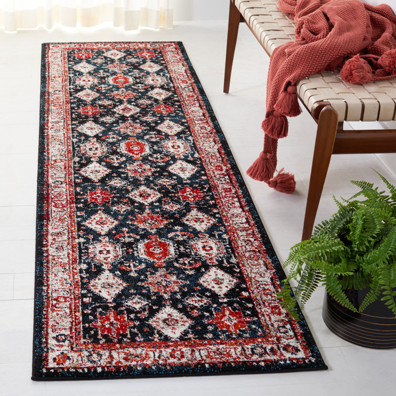 Tapis ivoire / bleu Vintage Performance, Tapis de couloir 2 pi 3 po x 8 pi