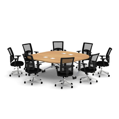 Rectangle 8 Person 80'' L Training Table and Chair Set with Cable Management
