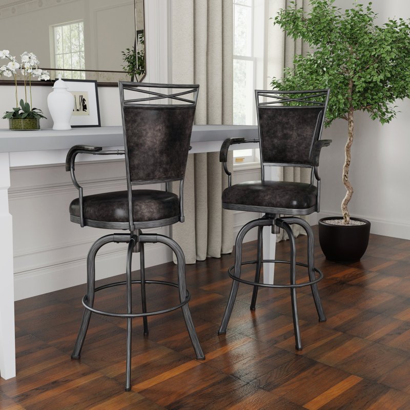 Tabouret pivotant Kazuho, Tabouret de bar d'une hauteur de siège de 30 po, Gris foncé