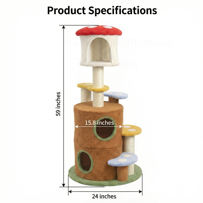 Arbre à chat champignon avec grande échelle plateforme