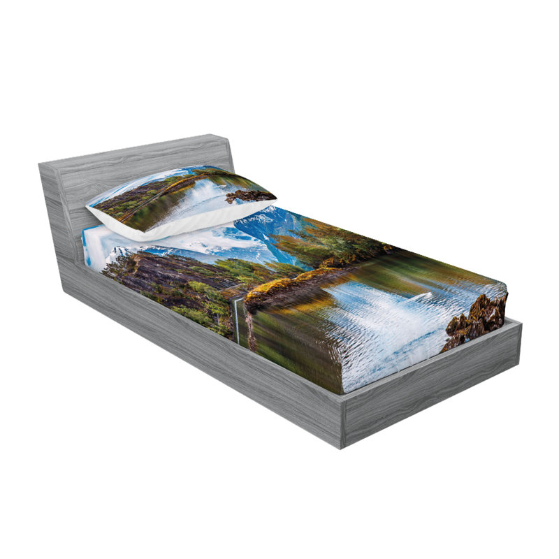 Multicolore drap-housse et coussin décoratif Ambesonne, Ensemble de draps pour lit simple + 3 pièces supp
