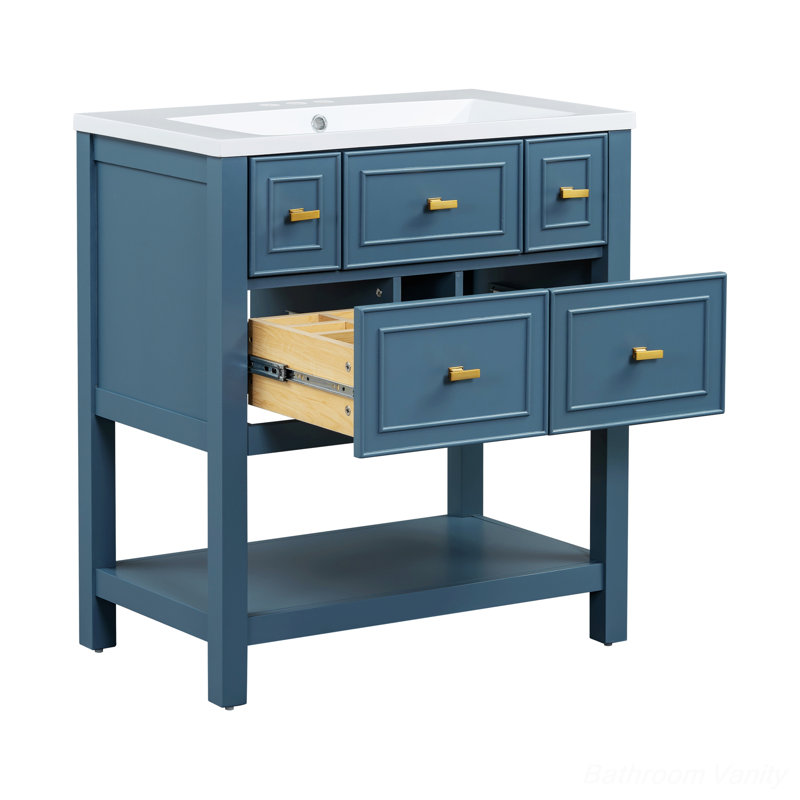 Rangement pour salle de bain Glenland, Bleu