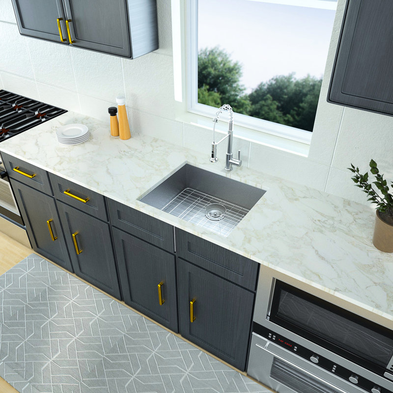 Évier de 25 po - Acier inoxydable 304 avec débit d'eau en forme de X guidant la cuisine 25 po x 22 po x 9 po et insonorisant
